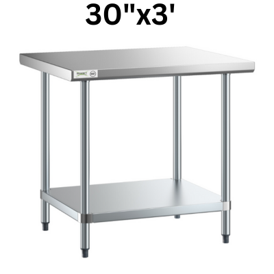 30" Deep Stainless Steel Table - Choose Your Width!