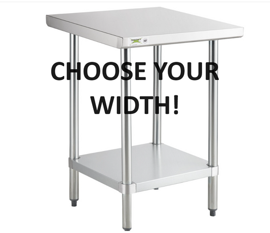 24" Deep Stainless Steel Tables - Choose Your Width!