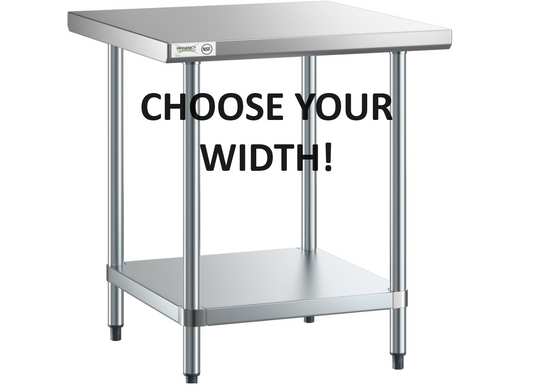 30" Deep Stainless Steel Table - Choose Your Width!