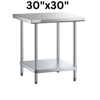 30" Deep Stainless Steel Table - Choose Your Width!