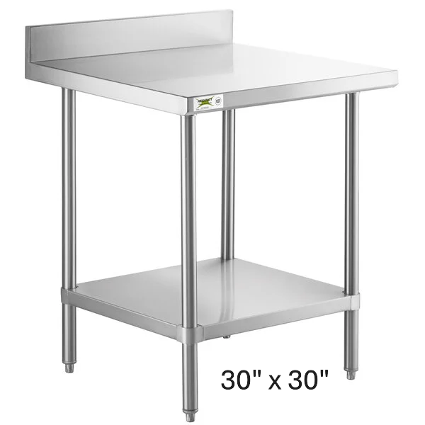 30" Deep Stainless Steel Table w/ Back - Choose Your Width!