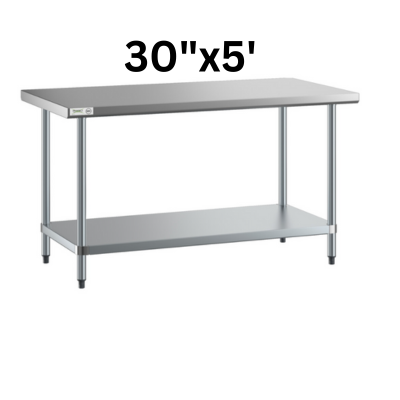 30" Deep Stainless Steel Table - Choose Your Width!