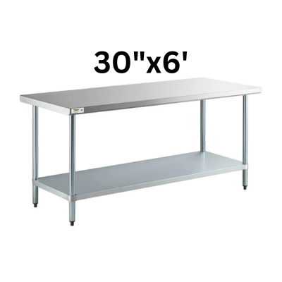 30" Deep Stainless Steel Table - Choose Your Width!