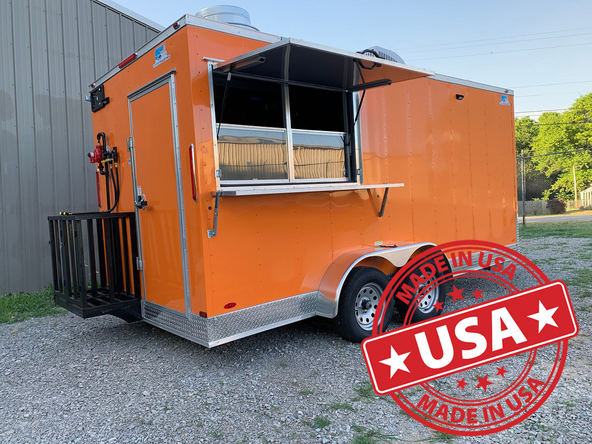 7x16 Loaded Food Trailer - Orange