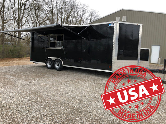 8.5x24 Loaded Food Trailer with Bathroom (Black)